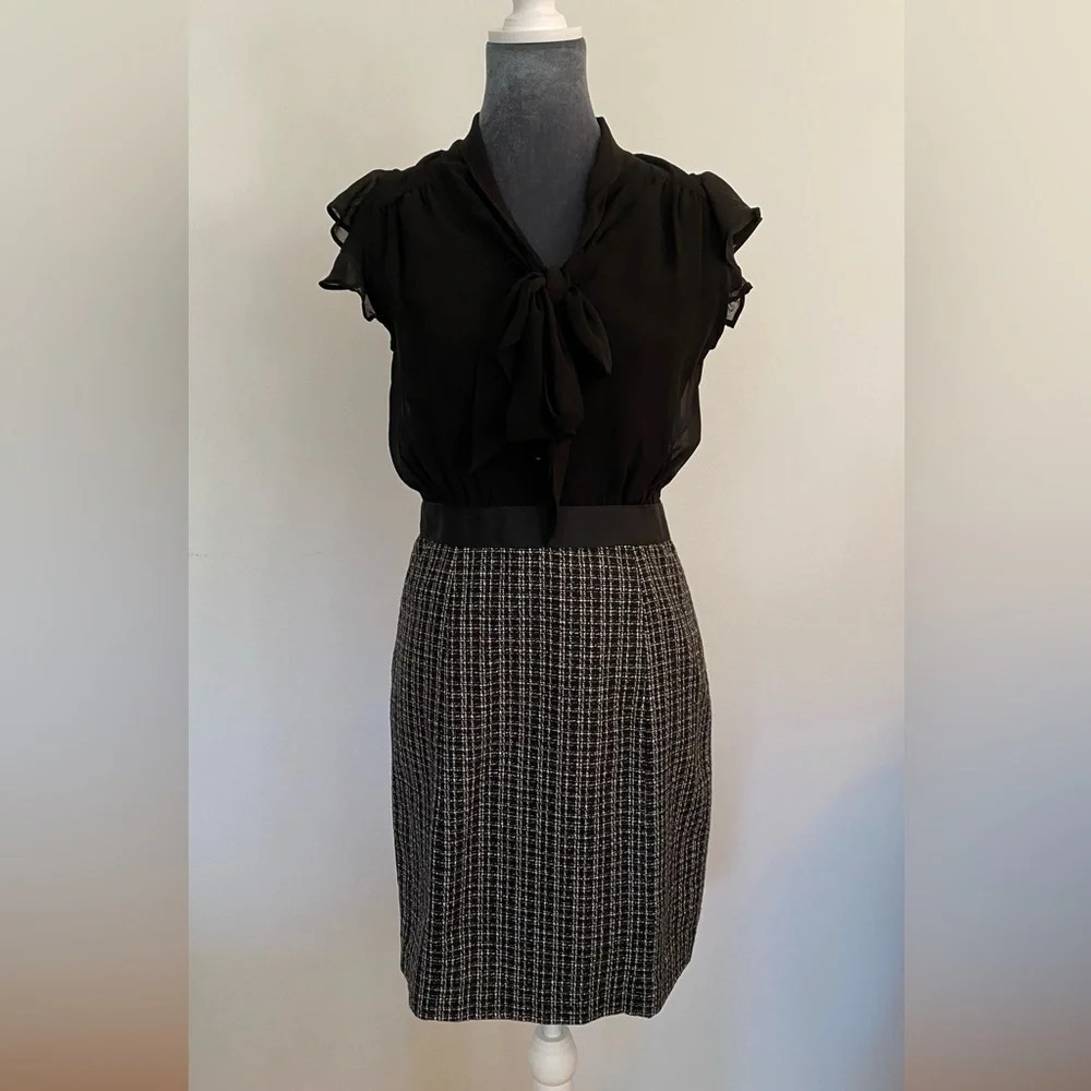 Banana Republic Semi-Sheer Top Tweed Skirt Dress Size 2P